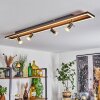 Deadwood Plafondlamp LED Bruin, Chroom, houtlook, Zwart, 5-lichts
