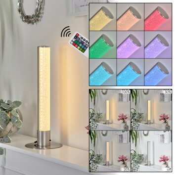 Flaut Tafellamp LED Nikkel mat, 1-licht, Afstandsbediening, Kleurwisselaar