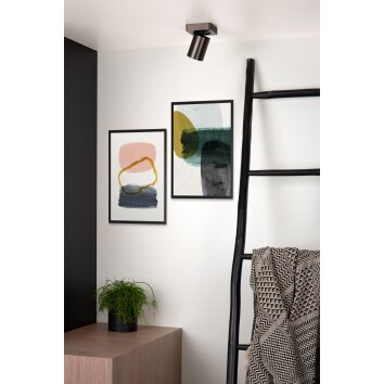Lucide NIGEL Plafondlamp LED roestvrij staal, Zwart, 1-licht
