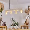 Tapso Hanglamp Hout licht, Wit, 4-lichts