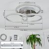 Xena Plafondlamp LED Nikkel mat, 1-licht, Afstandsbediening