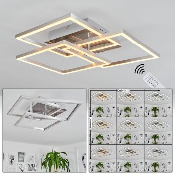 Oberegg Plafondlamp LED Chroom, Nikkel mat, 1-licht, Afstandsbediening