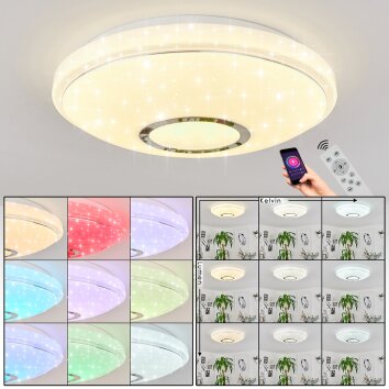 Auxerre Plafondlamp LED Wit, 2-lichts, Afstandsbediening, Kleurwisselaar