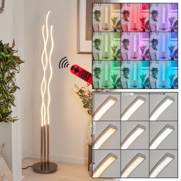 Gamsen Staande lamp LED Nikkel mat, 3-lichts, Afstandsbediening, Kleurwisselaar