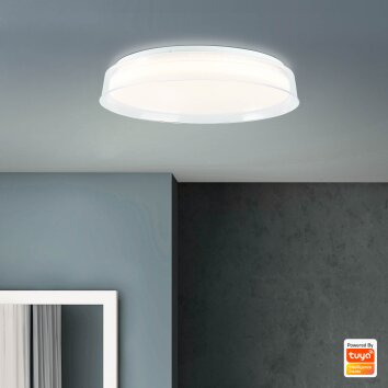 Brilliant Leanna Plafondlamp LED Wit, 1-licht, Afstandsbediening, Kleurwisselaar
