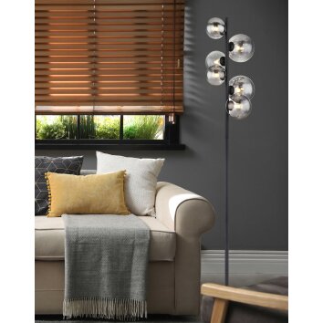 Globo RIHA Staande lamp LED Zwart, 6-lichts