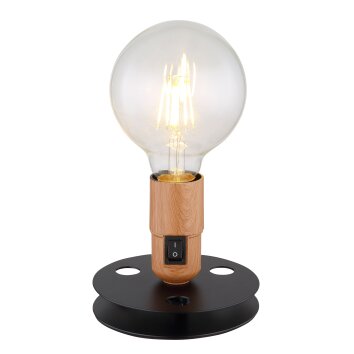 Globo JOHANNA Tafellamp houtlook, Zwart, 1-licht