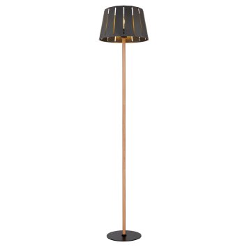 Globo LUNA Staande lamp houtlook, Zwart, 1-licht