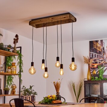 Avestruz Hanglamp Natuurlijke kleuren, Zwart, 6-lichts