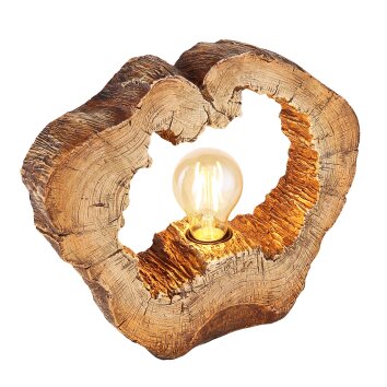 Globo VINZENZ Tafellamp Bruin, houtlook, 1-licht