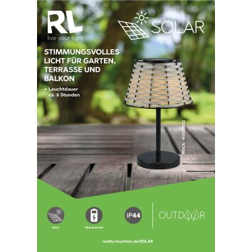 Reality Roca Tafellamp voor buiten LED Zwart, 1-licht