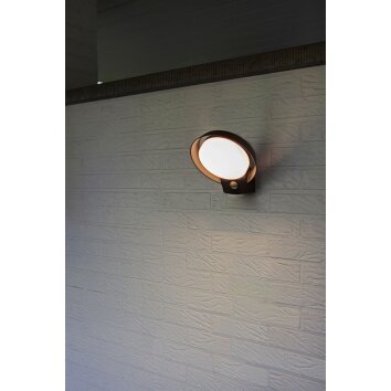 Lutec POLO Buiten muurverlichting LED Antraciet, 1-licht, Bewegingsmelder