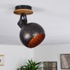 Imana Plafondlamp Hout donker, Zwart, 1-licht