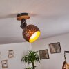 Imana Plafondlamp Hout donker, Zwart, 1-licht