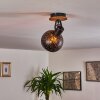 Imana Plafondlamp Hout donker, Zwart, 1-licht