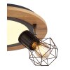 Globo PRISKA Plafondlamp houtlook, Zwart, Wit, 4-lichts