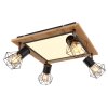 Globo PRISKA Plafondlamp LED Bruin, Chroom, houtlook, Zwart, 5-lichts