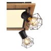Globo PRISKA Plafondlamp houtlook, Zwart, Wit, 5-lichts
