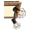 Globo PRISKA Plafondlamp LED Bruin, Chroom, houtlook, Zwart, 5-lichts