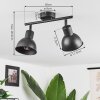 Kansela Plafondlamp Zwart, 2-lichts