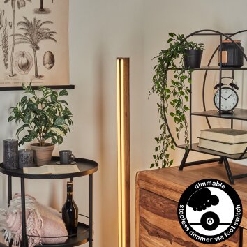 Salmi Staande lamp LED houtlook, Zwart, 1-licht