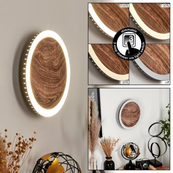 Rocha Muurlamp LED Bruin, houtlook, Zwart, 1-licht