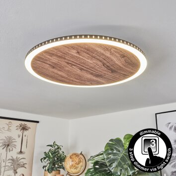 Rocha Plafondlamp LED Bruin, houtlook, Zwart, 1-licht