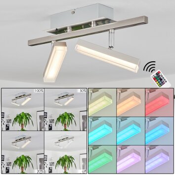Vehkala Plafondlamp LED Chroom, Nikkel mat, 2-lichts, Afstandsbediening, Kleurwisselaar