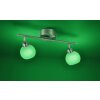 Leuchten-Direkt LOLA-LOTTA Plafondlamp LED roestvrij staal, 2-lichts, Afstandsbediening, Kleurwisselaar