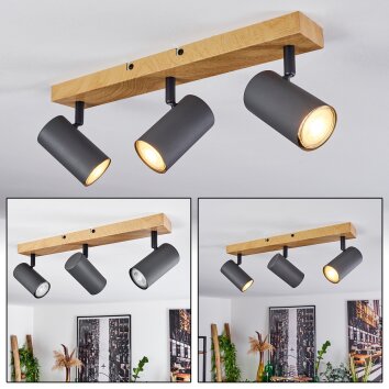Javel Plafondlamp houtlook, Zwart, 3-lichts