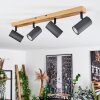 Javel Plafondlamp houtlook, Zwart, 4-lichts