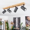 Javel Plafondlamp houtlook, Zwart, 4-lichts