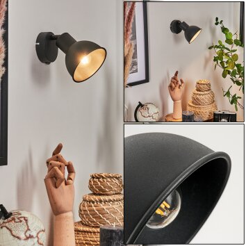 Kansela Muurlamp Zwart, 1-licht