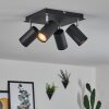 Zuoz Plafondlamp Chroom, Zwart, 4-lichts