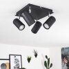 Zuoz Plafondlamp Chroom, Zwart, 4-lichts