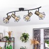 Bardhaman Plafondlamp Zwart, 4-lichts