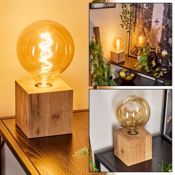 Heimola Tafellamp Bruin, houtlook, 1-licht