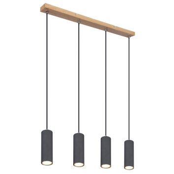 Globo ROBBY Hanger houtlook, Zwart, 4-lichts