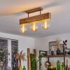 Heimola Plafondlamp Bruin, houtlook, Zwart, 3-lichts