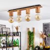 Heimola Plafondlamp Bruin, houtlook, Zwart, 4-lichts