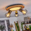 Bardhaman Plafondlamp LED Chroom, houtlook, Zwart, Wit, 1-licht