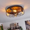 Moscavide plafondventilator Bruin, houtlook, Zwart, 4-lichts, Afstandsbediening