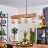 Heimola Hanglamp Bruin, houtlook, Zwart, 4-lichts