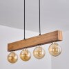 Heimola Hanglamp Bruin, houtlook, Zwart, 4-lichts