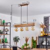 Heimola Hanglamp Bruin, houtlook, Zwart, 4-lichts