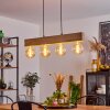 Heimola Hanglamp Bruin, houtlook, Zwart, 4-lichts