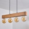 Heimola Hanglamp Bruin, houtlook, Zwart, 4-lichts