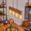 Heimola Hanglamp Bruin, houtlook, Zwart, 4-lichts