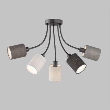 Fischer & Honsel Koi Plafondlamp Zwart, 5-lichts