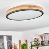 Salmi Plafondpaneel LED Antraciet, Bruin, houtlook, Zwart, 1-licht, Afstandsbediening